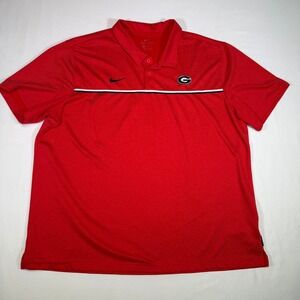Nike‎ Dri-FIT Georgia Bulldogs Polo Shirt NCAA Football Red Mens